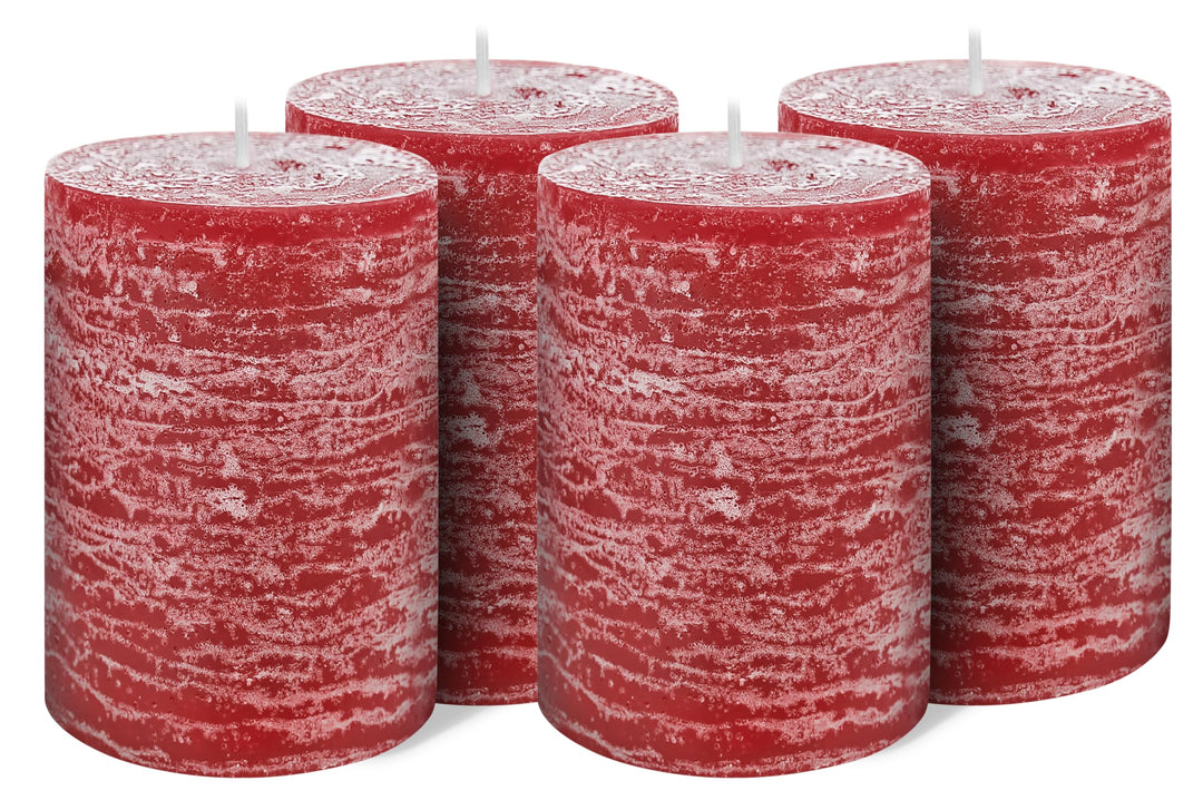 Brandsseller Stumpenkerze 4er Set | 9x15 cm | Weihnachtskerze | Adventskranz | Bordeaux 9 x 15cm | 4
