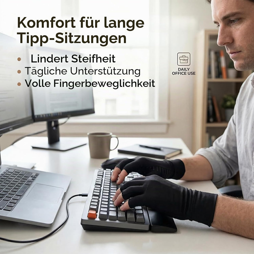 2 Paar Arthrose Handschuhe mit Kupfer,Fingerlose Kompressionshandschuhe,Arthriti Gaming Handschuhe f