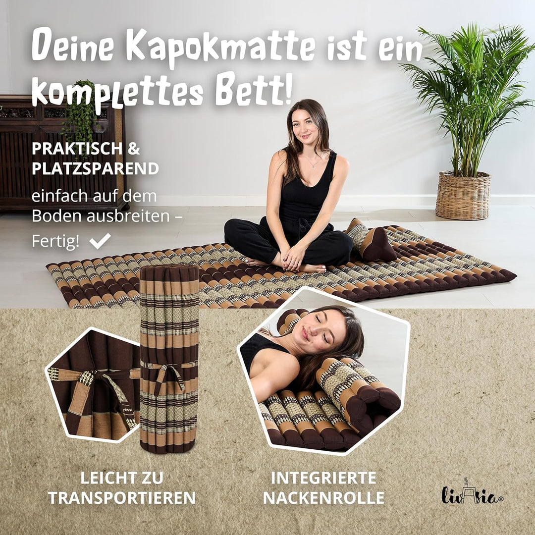 livasia Rollmatte Rollmatratze L-200x110x4,5cm, Gästebett Gästematratze 1 Person, Reisebett Kofferra