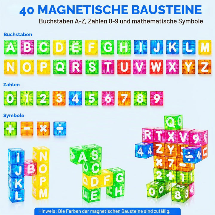 Mini Magnetische Bausteine 40PCS Magnetbausteine Reiseset mit Metallbox für Kinder, Magnetic Buildin