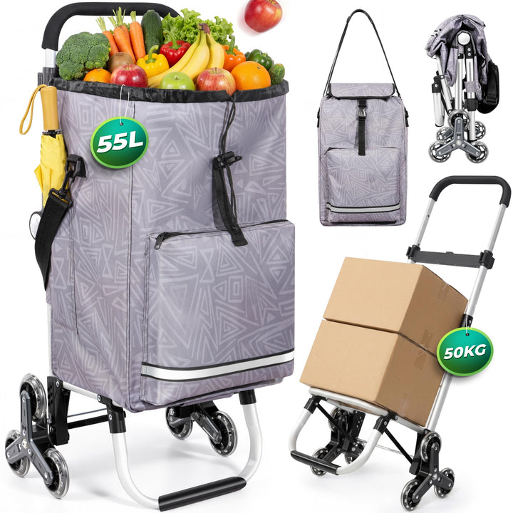 Homecall Einkaufstrolley klappbar Einkaufswagen mit 50L + 5L kühlfunktion Bis 50KG, Einkaufstasche m