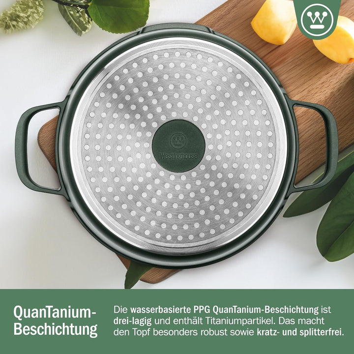 Westinghouse PERFORMANCE SERIES Schmorpfanne mit Deckel, Grosse Bratpfanne 32 cm für Induktion & all