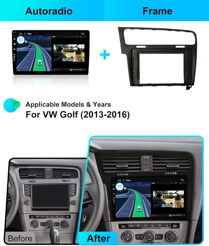 IPS 10.1 Zoll Android 15 Autoradio für Golf 7 (2013-2018) - Eingebautes CarPlay Android Auto - KOSTE