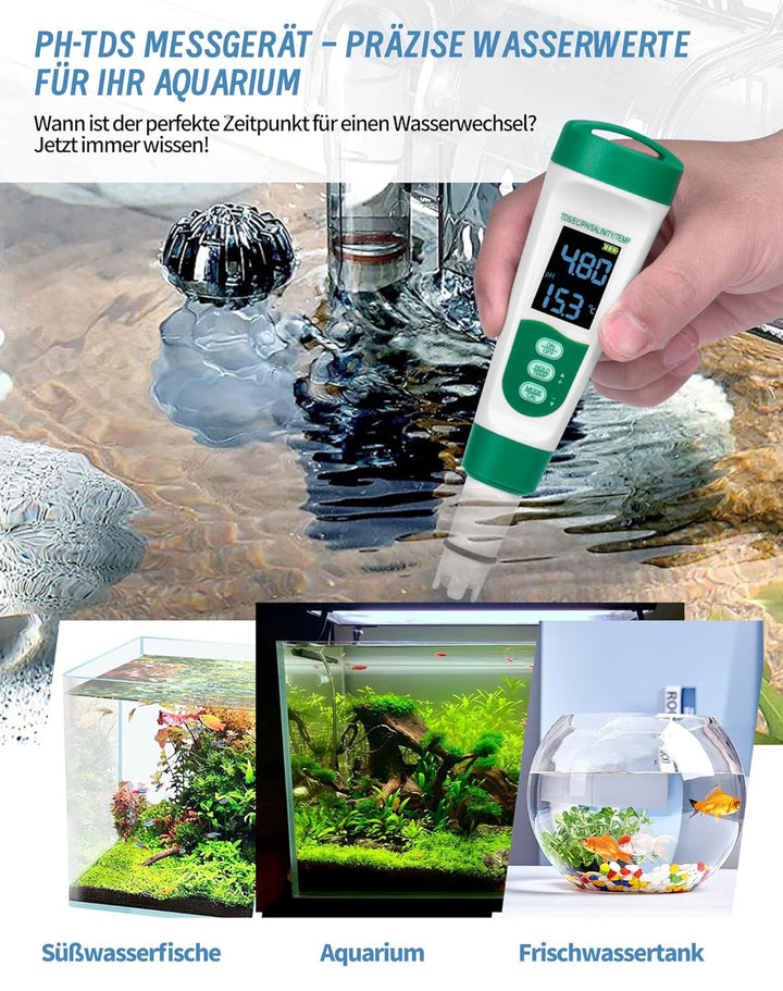 PH Messgerät 5IN1 TDS EC PH Temp Salt(%) Wassertester für Pools Trinkwasser Hyydrokultur Whirlpool A