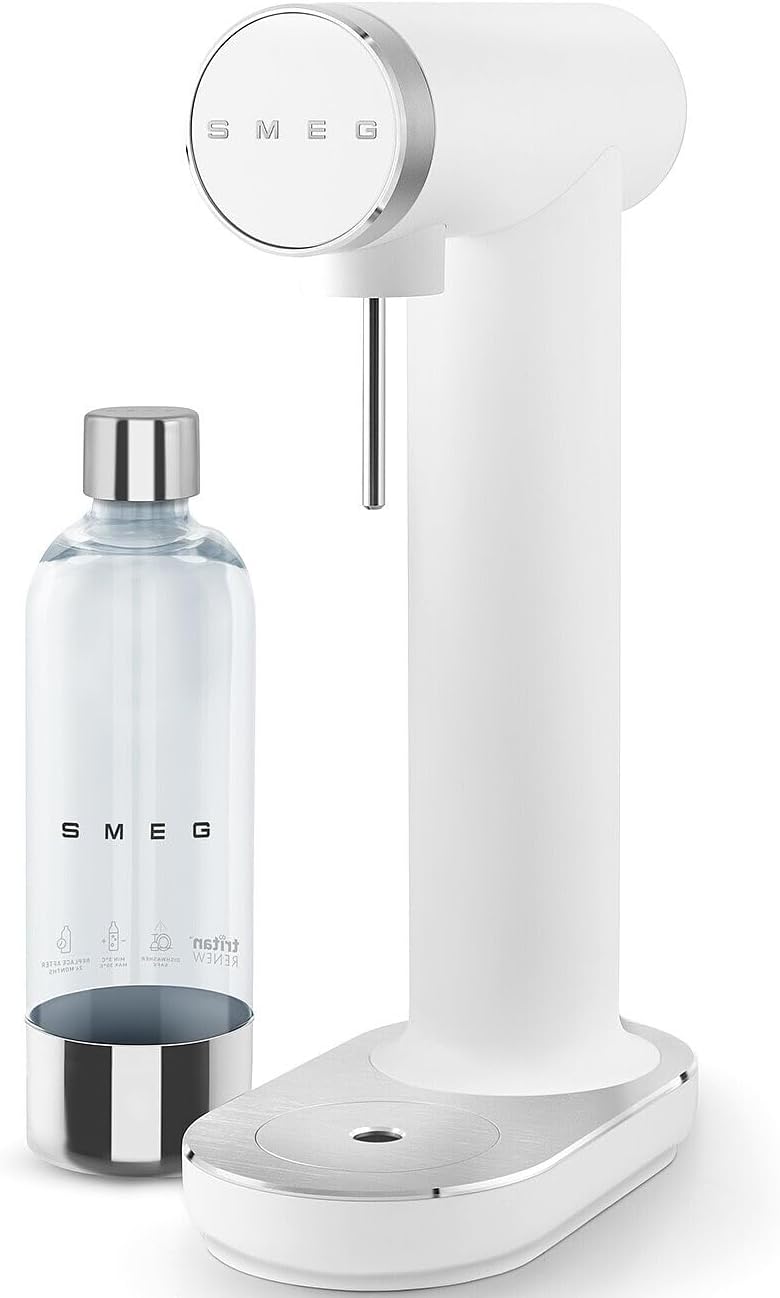 Smeg SKC01WHM Soda Maker, rutschfeste Füsse, platzsparendes Design, 800 ml, Mattweiss Einheitsgrösse