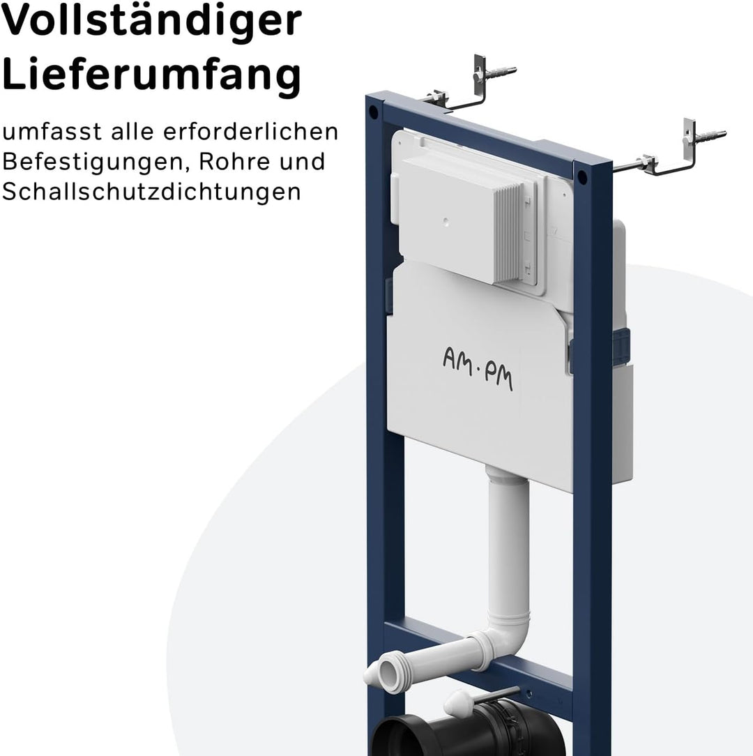 AM.PM - Hänge WC Komplettset, Vorwandelement WC Set Komplett Vormontiert (Prime Fit) + Wand WC Weiss