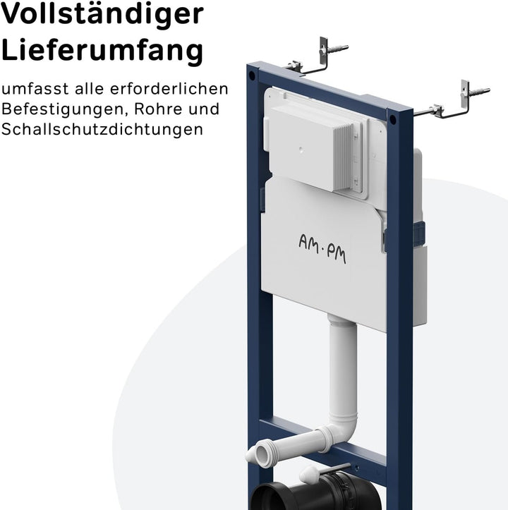 AM.PM - Hänge WC Komplettset, Vorwandelement WC Set Komplett Vormontiert (Prime Fit) + Wand WC Weiss