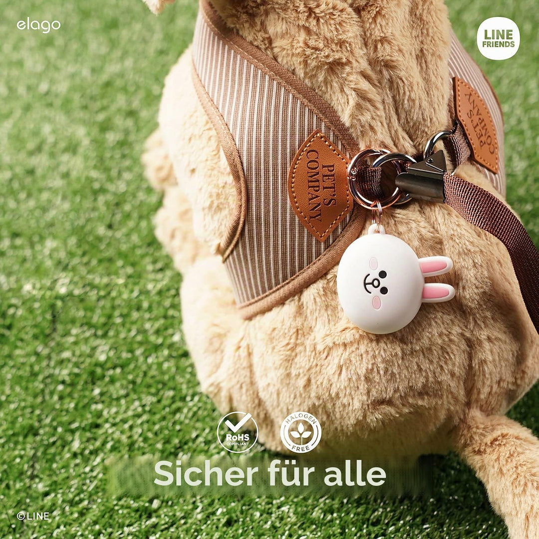 elago I LINE Friends Silikon Hülle Kompatibel met für Apple AirTag 2 & 1 Gen - Voller Schutz, Inklus