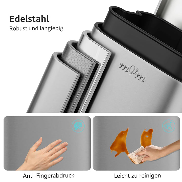 mVm Mülleimer Küche,30 Liter Abfalleimer mit Pedal,Treteimer mit Inneneimer aus Kunststoff,Tretmülle