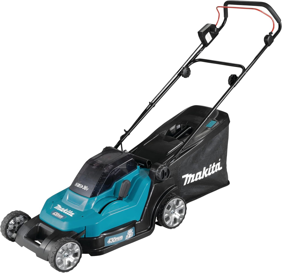 Makita DLM432PT2 Akku-Rasenmäher 2x18 V / 5,0 Ah, 2 Akkus + Doppelladegerät mit Akku und Ladegerät S