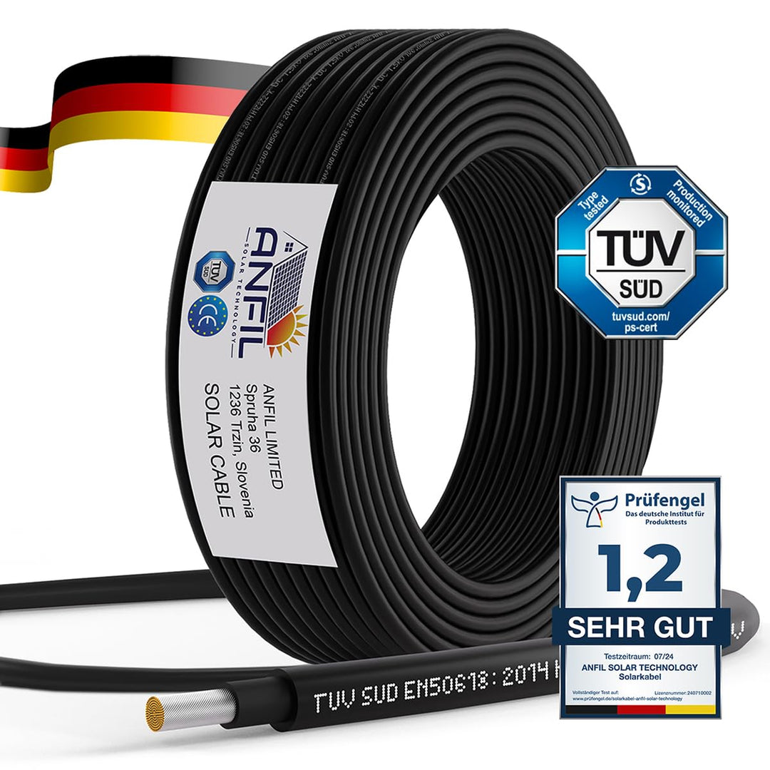 100m Solarkabel 4mm² [TÜV SÜD geprüft & UV-beständig] – PV Kabel 4mm² für Solaranlagen (Erdverlegb