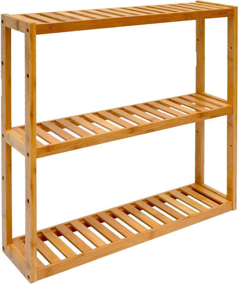 DuneDesign Bambus Wandregal - 15cm schmal - 60x54 Natur - Bad Küche Holz Regal Badregal Küchenregal,