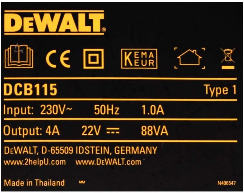 DEWALT DCB184 5,0 Ah 18 V XR Lithium-Ionen-Akku + DCB115 Ladegerät, Gelb Werkzeugakkus