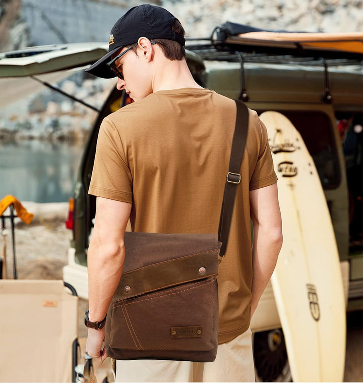DORRISO Herren Umhängetasche Mode Leinwand Schultertasche Reise Schultertaschen Leicht Kuriertasche