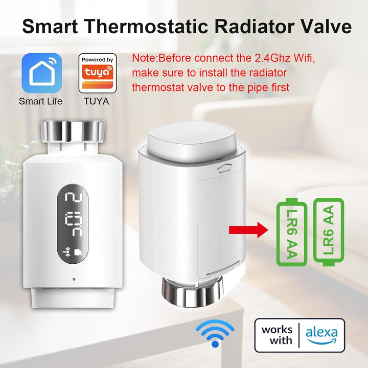 Smart Heizkörperthermostat mit APP WLAN ANTELA Digitale Display zur Kontrolle der Heiztemperatur, Ko