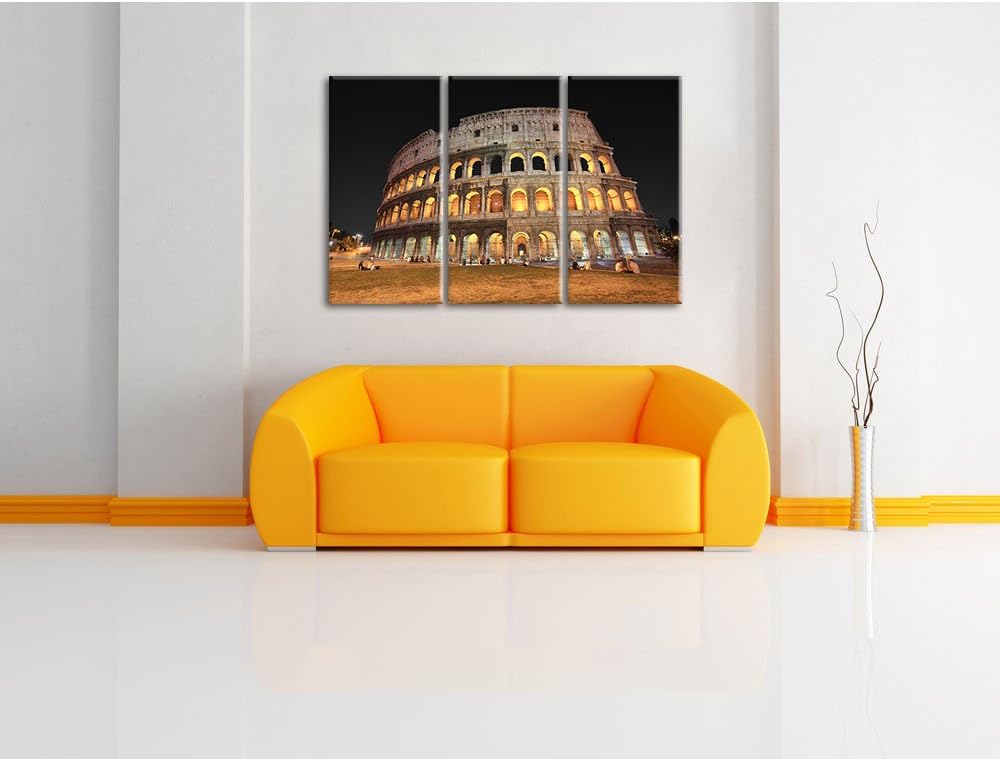 Pixxprint Colosseum in Rom Italien / 3-Teilig/Gesamtmass 120cm Leinwandbild bespannt auf Holzrahmen/
