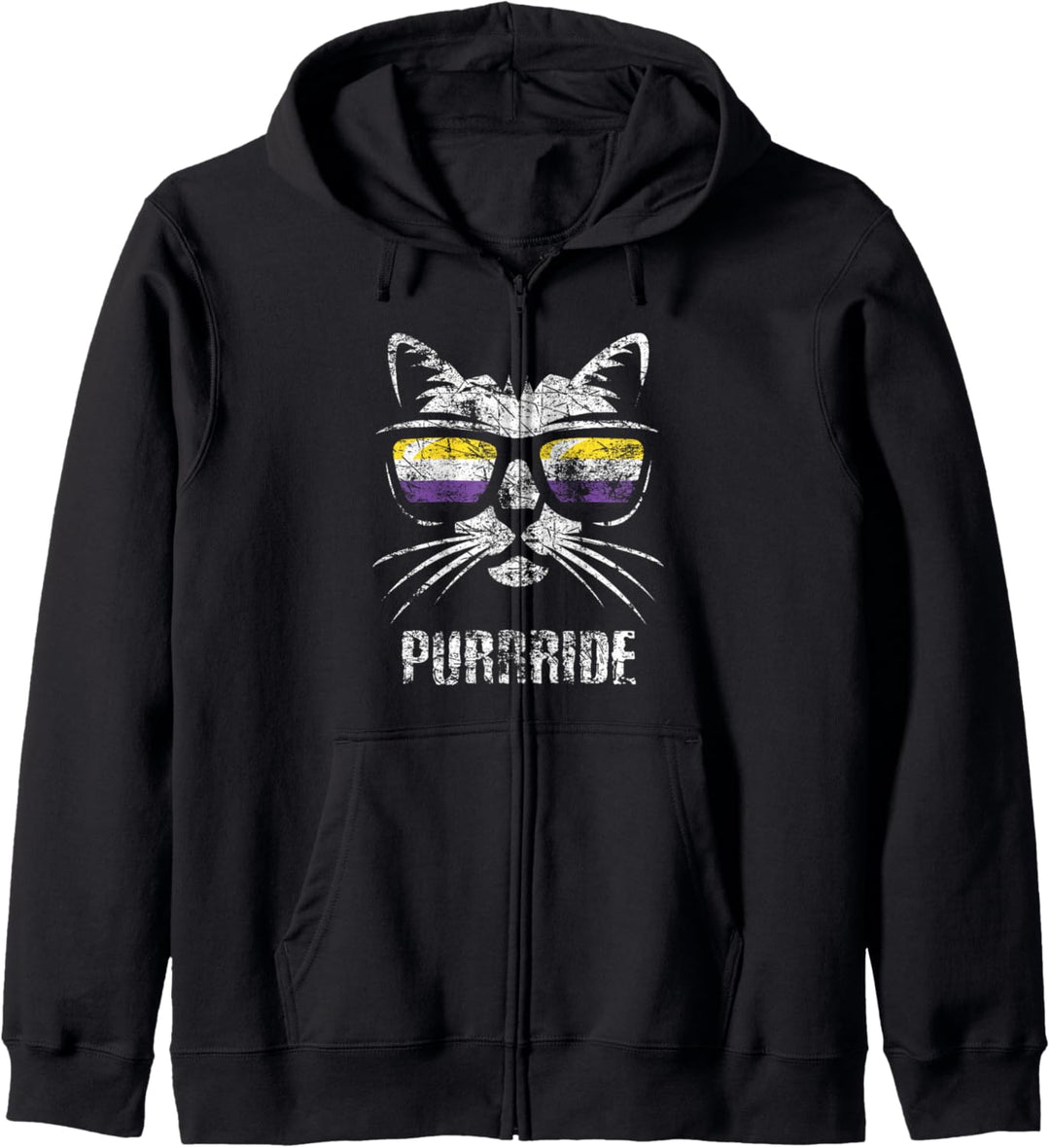 Non Binary Pride Flagge Vintage Non Binary Cat Purrride Kapuzenjacke