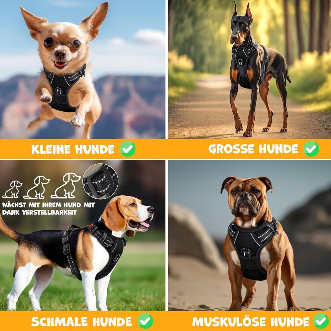 Hundegeschirr ohne Zug & Würgen für kleine Hunde & Welpen atmungsaktiv & weich Brustgeschirr reflekt