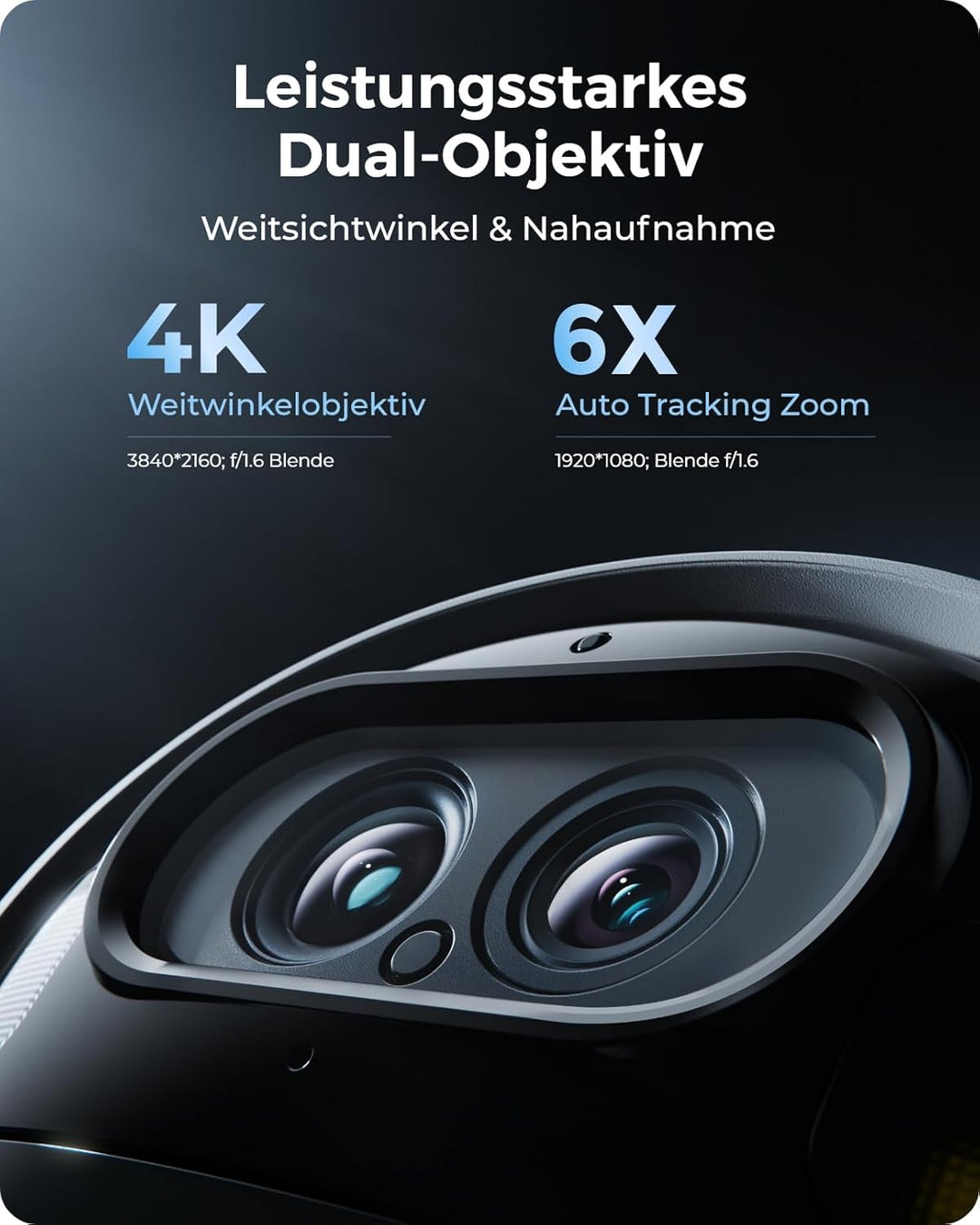 Reolink 4K Solar Überwachungskamera Aussen Akku mit 360° PTZ, Auto-Tracking, Dual Lens, 8MP WLAN Kam