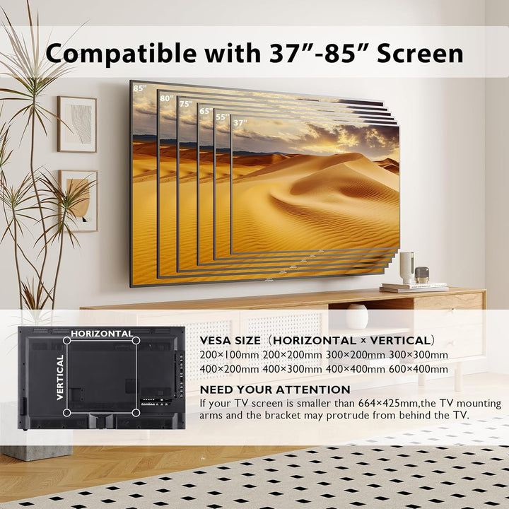 BONTEC TV Wandhalterung, Schwenkbare Neigbare TV Halterung für 37-86 Zoll Flach- und Curved-TVs bis