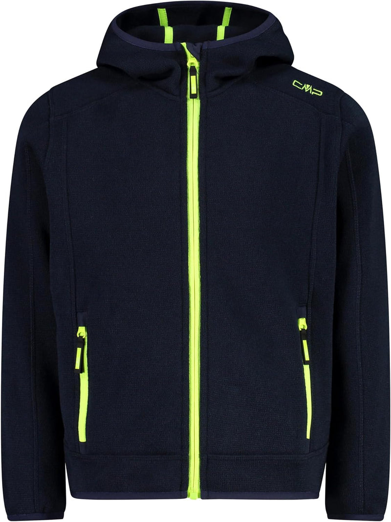 CMP Jungen Fleecejacke Knitted Fix Hood 116 Flussgelbes Fluo, 116 Flussgelbes Fluo