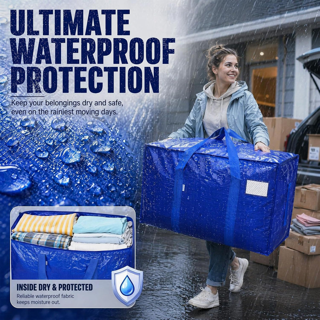 Umzugstaschen 6er-Pack, 93-Liter Faltbare Aufbewahrungstaschen mit Reissverschluss, Heavy-Duty Umzug