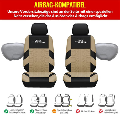 AUTOYOUTH Autositzbezüge Universal Fit Komplettset Autositzschoner Reifenschienen Autositzzubehör, B