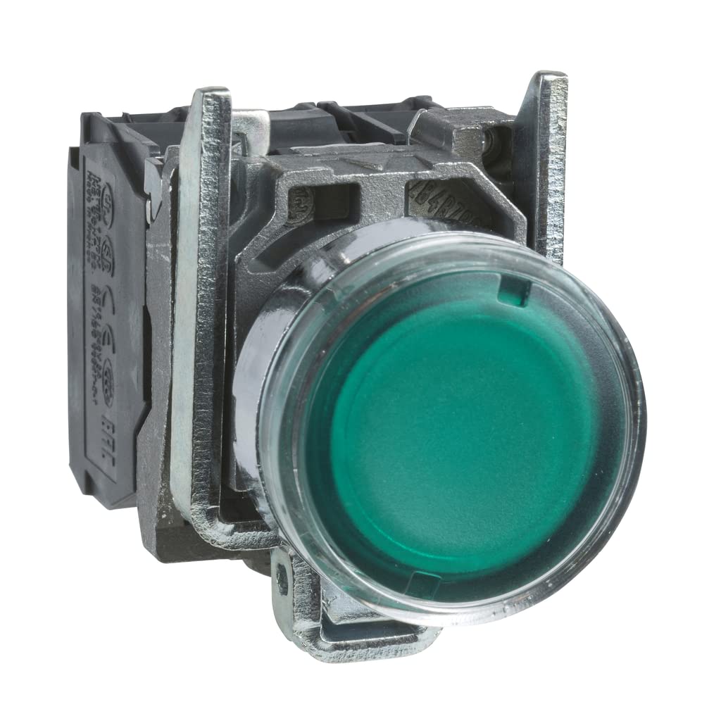 Schneider Electric | XB4BW33M5 - Leuchtdrucktaster, grün, flach, 1S+1Ö, tastend, 220-240V 50/ bei 60