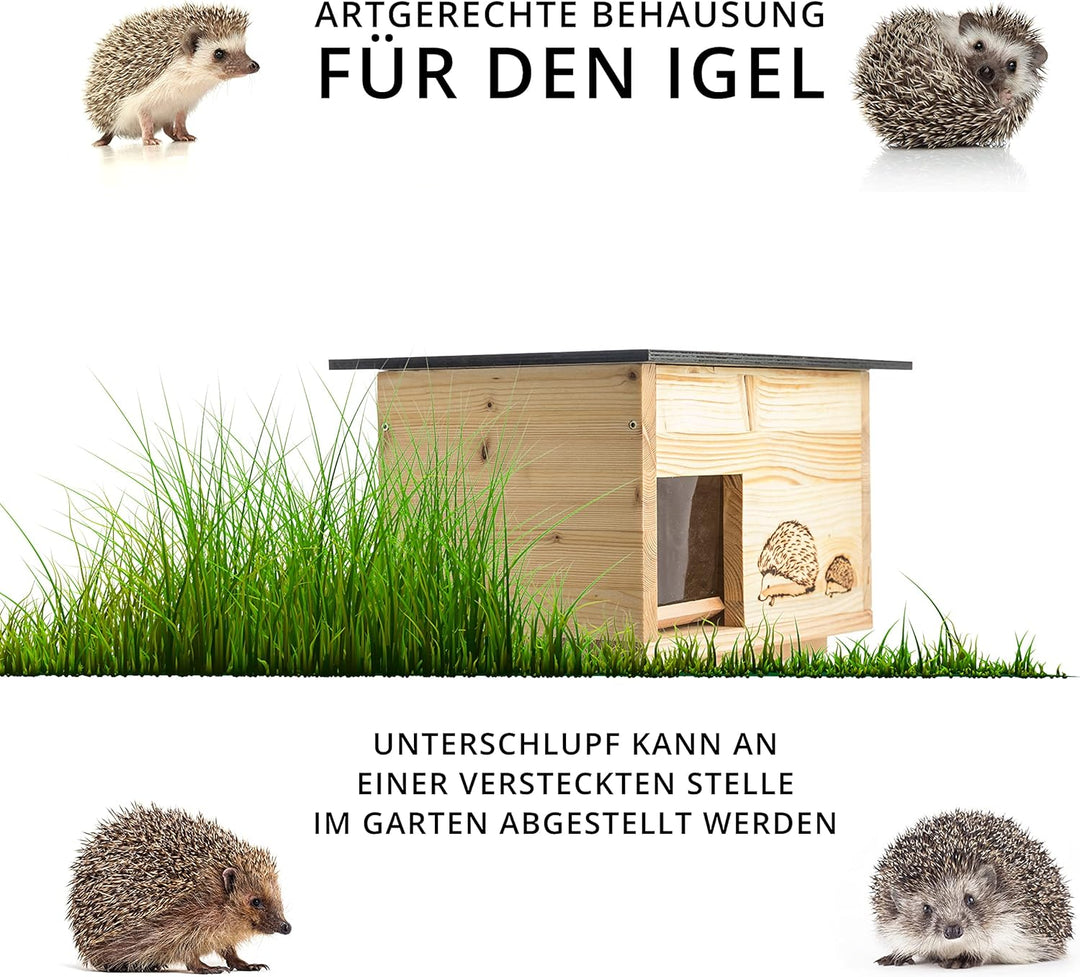 Igelhaus Neu imprägniert (IG4) Igelhotel Igelhütte Igelfutterhaus - Igelhaus mit Rattenklappe - mit