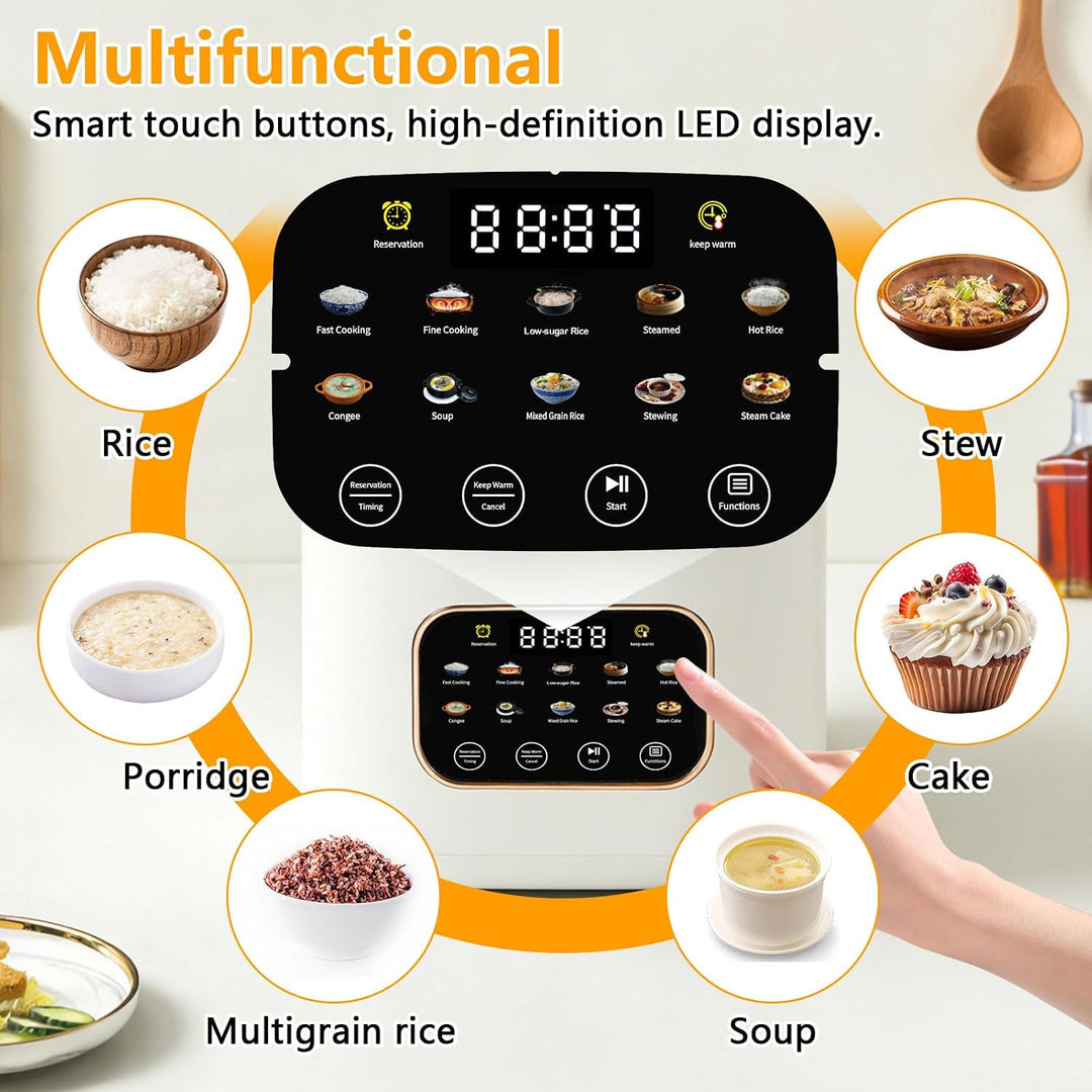 Reiskocher 3L, mit Low Sugar Funktion, 10 Programme, Low Carb Funktion | Rice Cooker, Dampfgarer, To