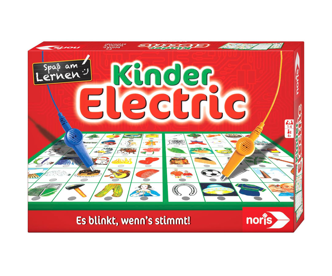 Noris Kinder Electric Lernspiel – Zuordnungsspiel mit Lichtsignal bei richtiger Antwort, 12 Bildtafe