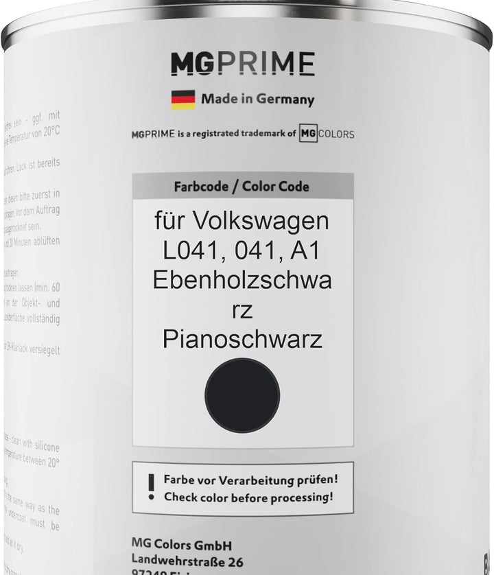 MG PRIME Autolack Dose Set für Volkswagen VW L041 / 041 / A1 Ebenholzschwarz/Pianoschwarz Basislack