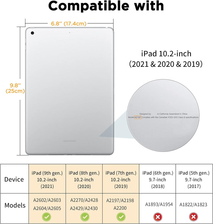 EasyAcc Tastatur Hülle Kompatibel mit iPad 10.2 Zoll 9. / 8. und 7 Generation mit Schutzfolie, [QWER