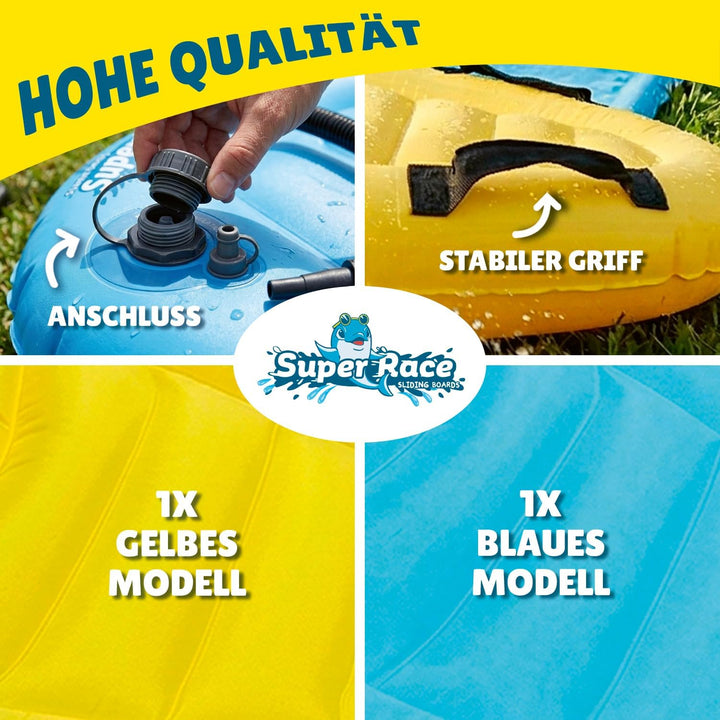 Super Race® | 2er-Set Bodyboards für Kinder | Aufblasbare Spezial-Windsurfbretter | Für besseres Gle