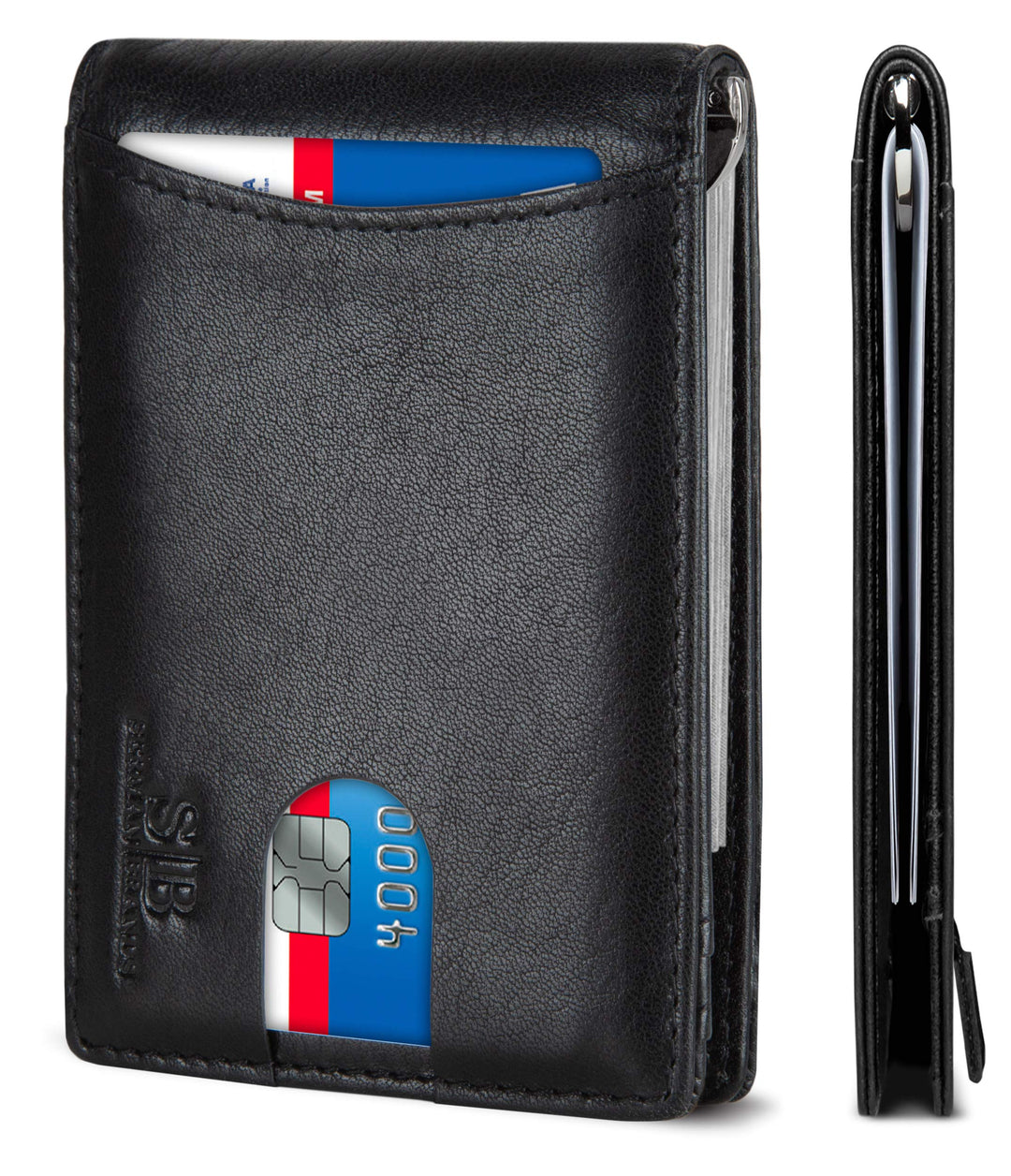 SERMAN Brands RFID-blockierend, schmal, falsches Echtleder, minimalistische Vordertasche, Geldbörsen