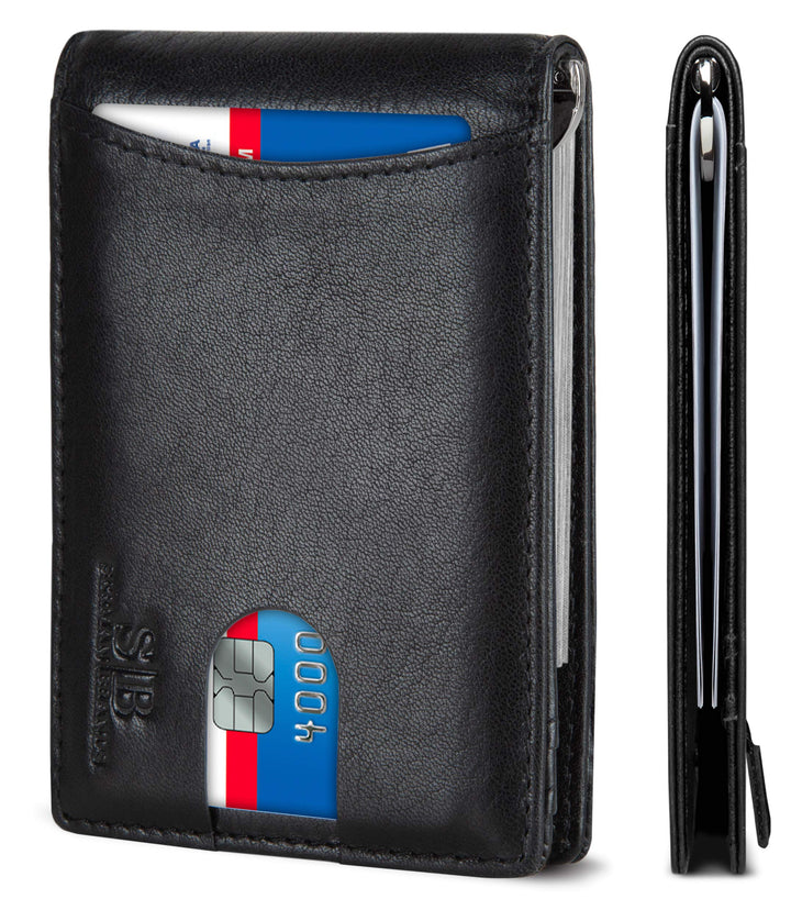 SERMAN Brands RFID-blockierend, schmal, falsches Echtleder, minimalistische Vordertasche, Geldbörsen