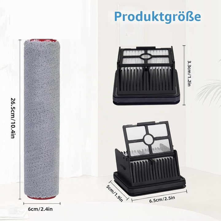 Zubehör für Dreame H12 Pro FlexReach/H15 Pro Nass- und Trockensauger Ersatzteile, 2 Bürstenrolle + 1