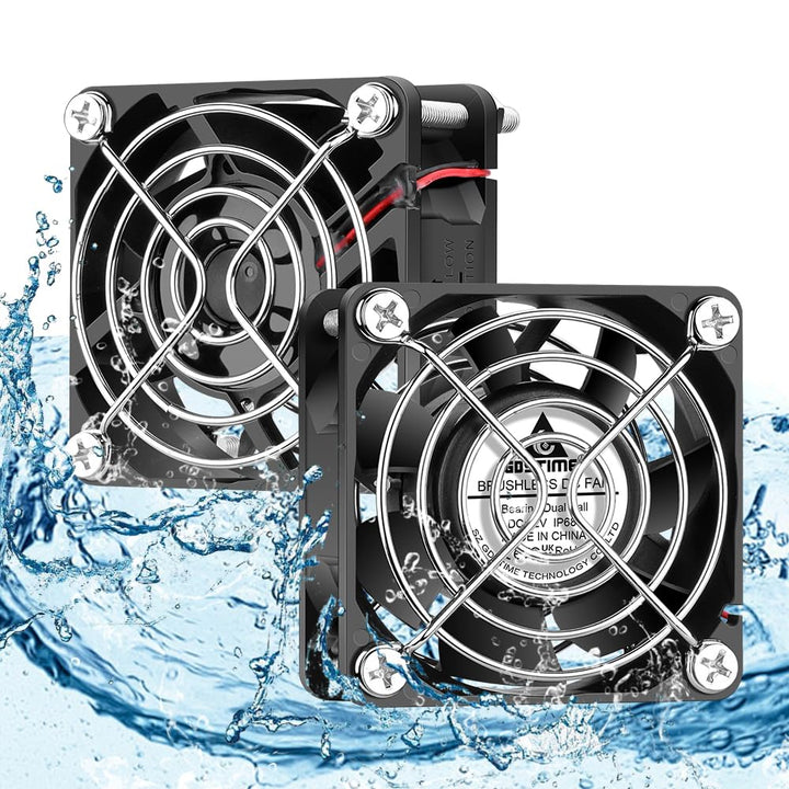 GDSTIME 2 Stück 12V Wasserdicht Lüfter 60mm IP68 Dual Kugellager | 60mm lüfter wasserdicht 12v lüfte