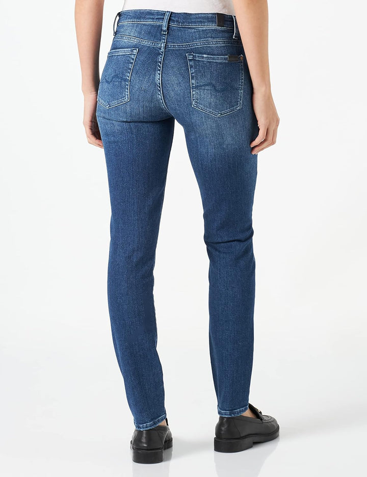 7 For All Mankind Damen Hw Skinny Slim Illusion Jeans 24 Mid Blue, 24 Mid Blue