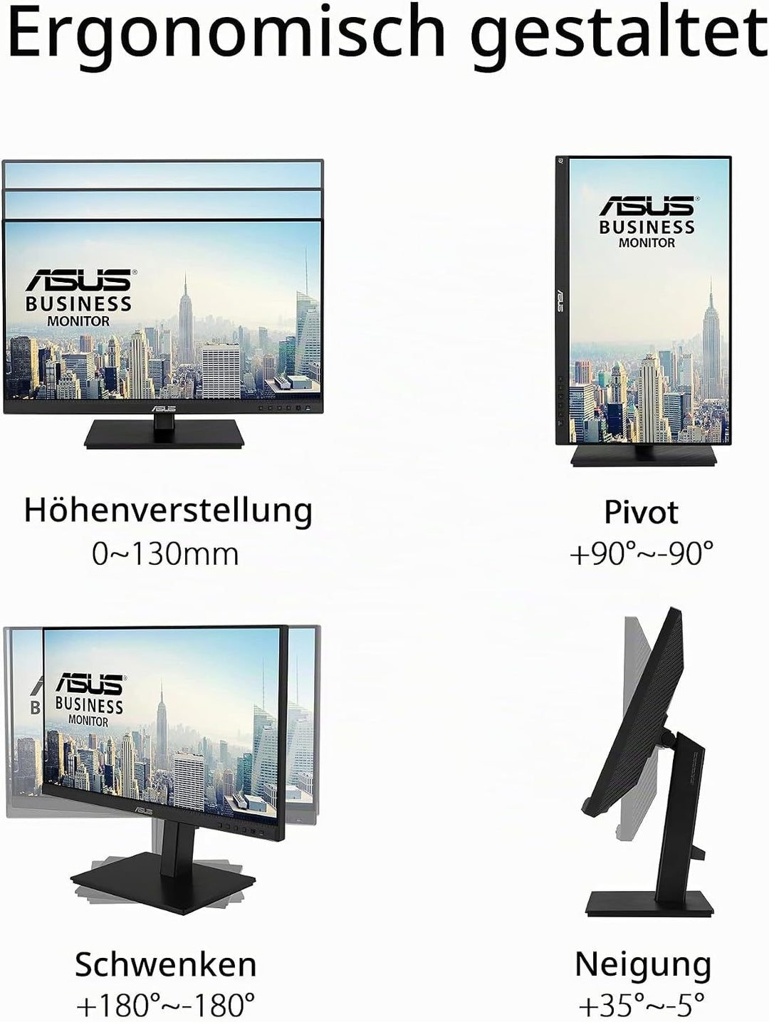 ASUS Business BE24ECSBT - 24 Zoll Full HD Monitor - 16:9 IPS Panel, 1920x1080-10-Punkt Multi-Touch,