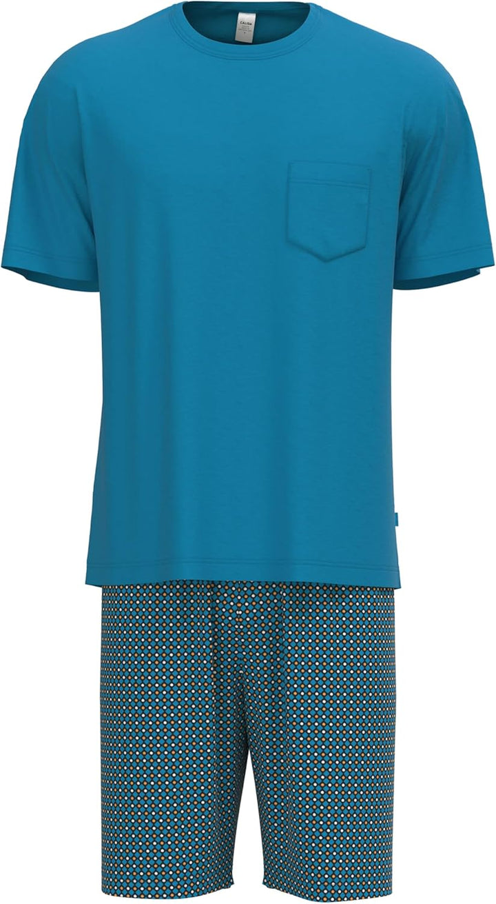 CALIDA Herren Relax Imprint Pyjamaset 46-48 Malibu Blue, 46-48 Malibu Blue