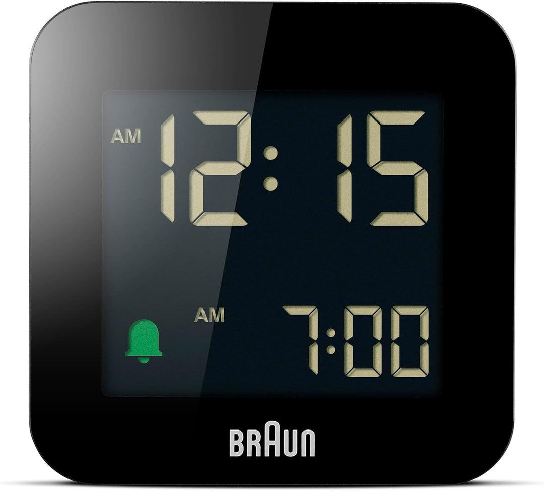 Braun Digitaler Reisewecker Schlummerfunktion, kompakte Grösse, Negatives LC-Display, Schnelleinstel