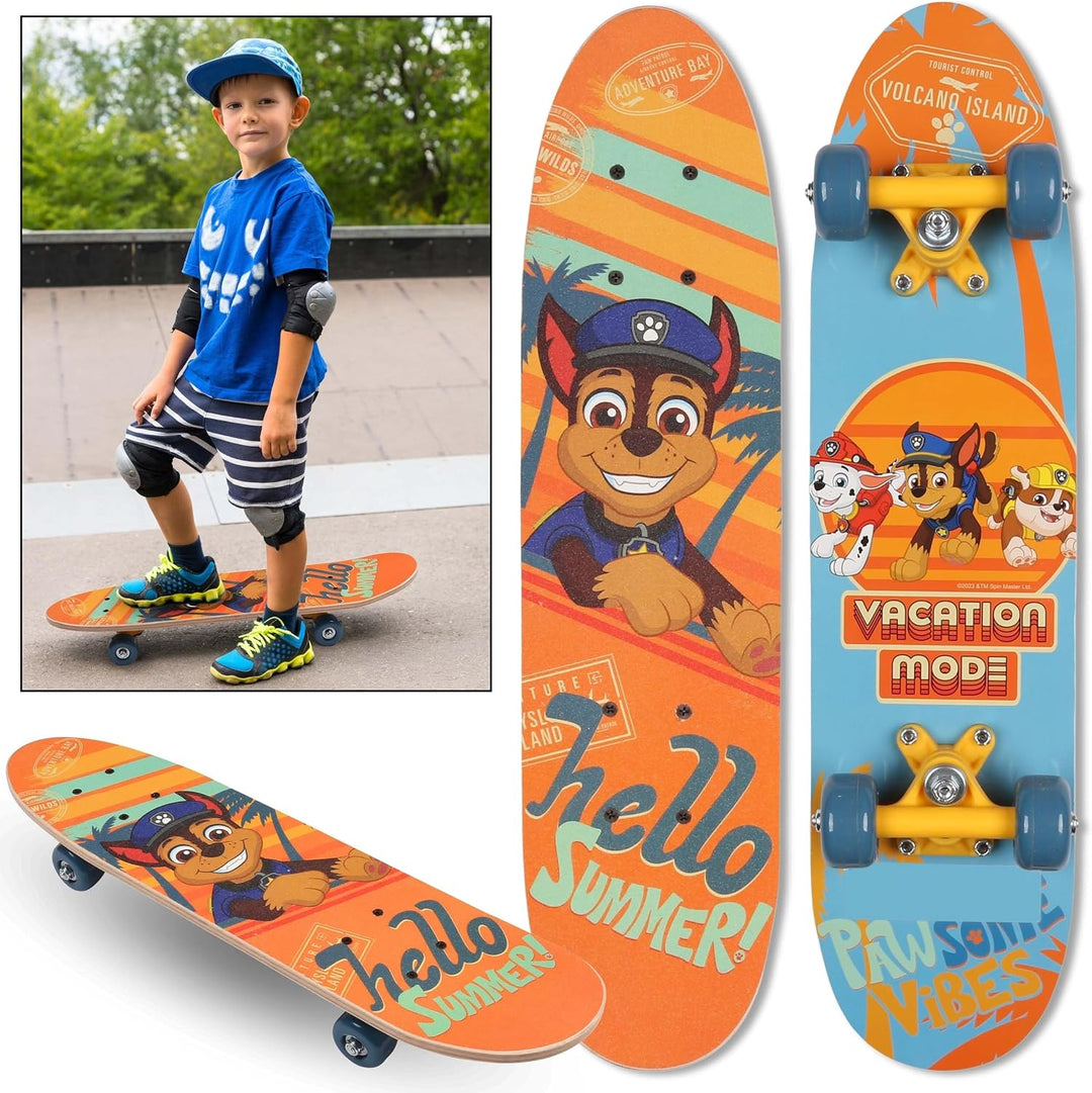Paw Patrol Chase Holz Skateboard für Jungen 61cm, rutschfestes Brett 20-50kg Mehrfarbig, Mehrfarbig