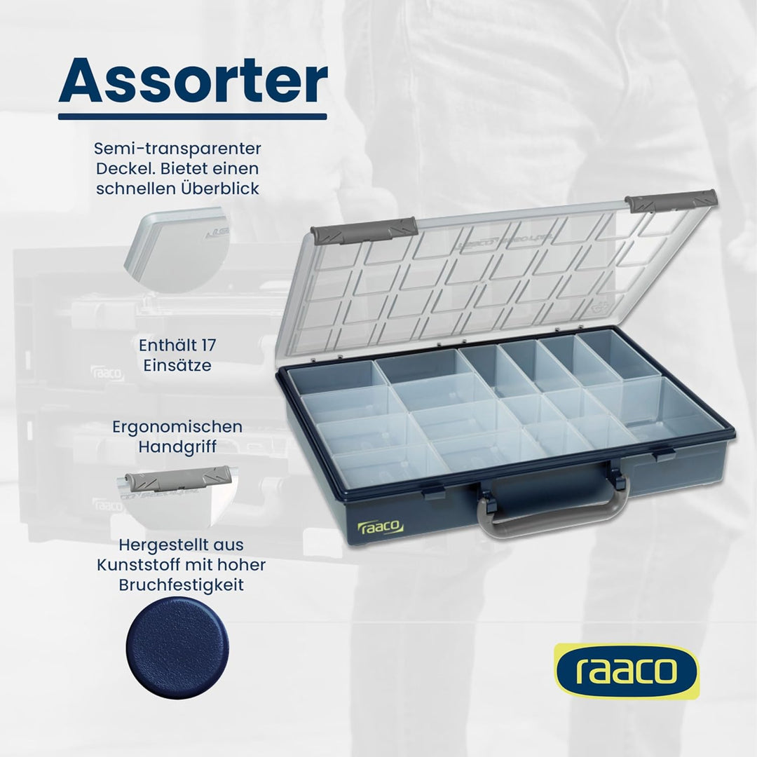 raaco Assorter 55 4x8-17: Sortierbox für Werkstatt, 17 Einsätze, Sortimentskasten & Sortierboxen für