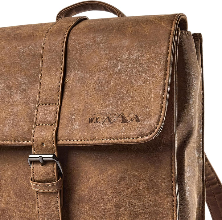 Lederrucksack für Damen, Herren und Kindern personalisierbar aus Kunstleder in braun, perfekter Tage