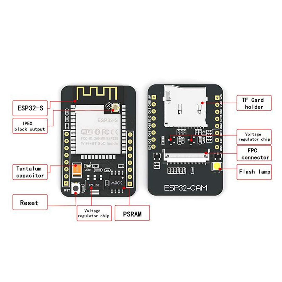 Hailege 2pcs ESP32-CAM ESP32 OV2640 Kameramodul Wireless WiFi Bluetooth Modul OV2640 2MP TF Karte Ka