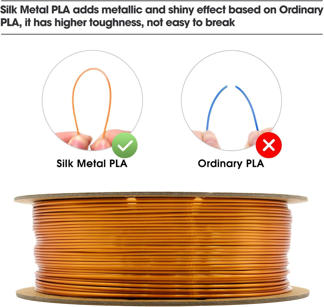 eSUN Seide Metall PLA Filament 1.75mm, Seidig Metallisch 3D Drucker Filament PLA, Massgenauigkeit +/