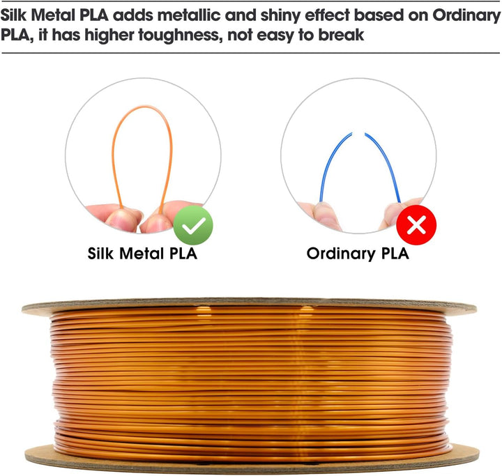 eSUN Seide Metall PLA Filament 1.75mm, Seidig Metallisch 3D Drucker Filament PLA, Massgenauigkeit +/
