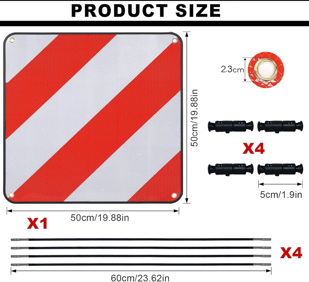 WISCRAFTER Warntafel für Spanien und Portugal Fahrradträger,3 In 1 Alu Reflektierend Warnschild(50 x