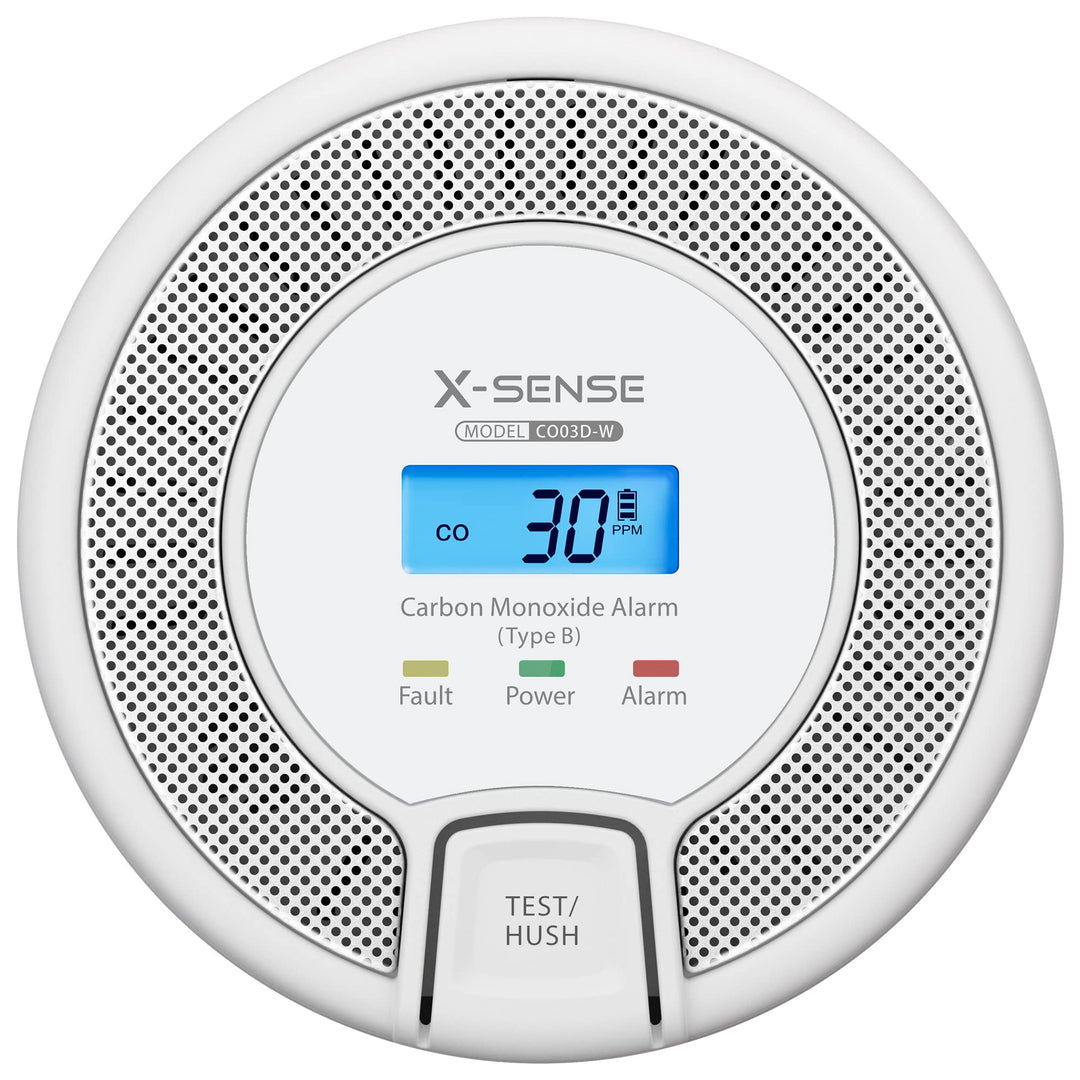 X-Sense Vernetzbarer CO Melder mit Digitalanzeige, Kohlenmonoxidmelder mit Austauschbar Batterie, TÜ